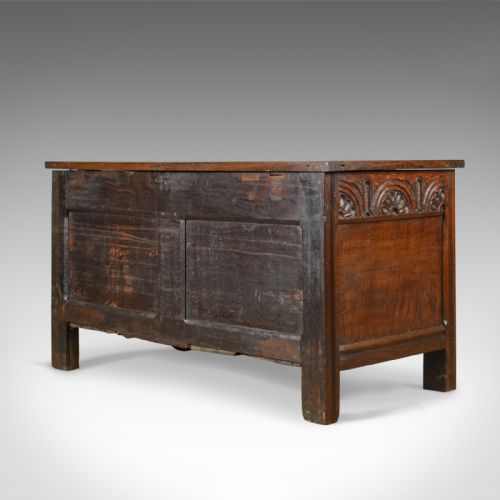 fig 2. Antique Coffer, English Oak Joined Chest, William III, Queen Anne, Circa 1700