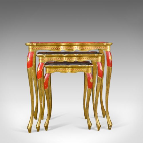 fig 3. Antique Nest of Tables, Three, French, Painted, Gilt, Occasional, Circa 1900