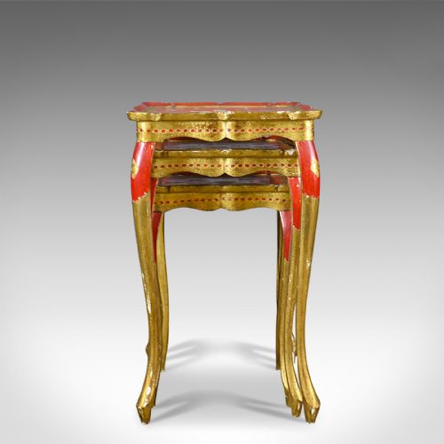 fig 4. Antique Nest of Tables, Three, French, Painted, Gilt, Occasional, Circa 1900