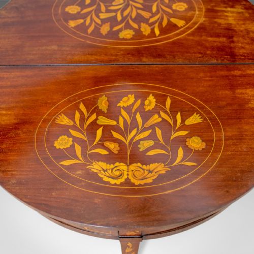 fig 5. Antique Tea Table, Dutch, Fold-Over, Inlaid, Mahogany, Side, Circa 1780