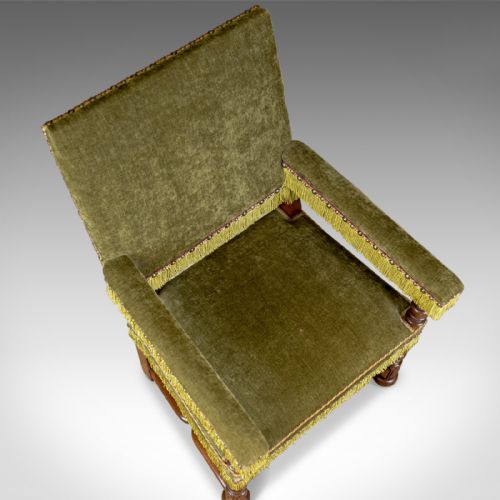 fig 3. Pair of Antique Armchairs, English Oak Edwardian Jacobean Revival Chairs c.1910