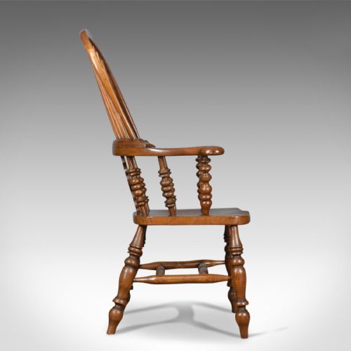 fig 2. Antique Windsor Armchair, Victorian, Yorkshire Broad Arm Elbow Chair, Circa 1900