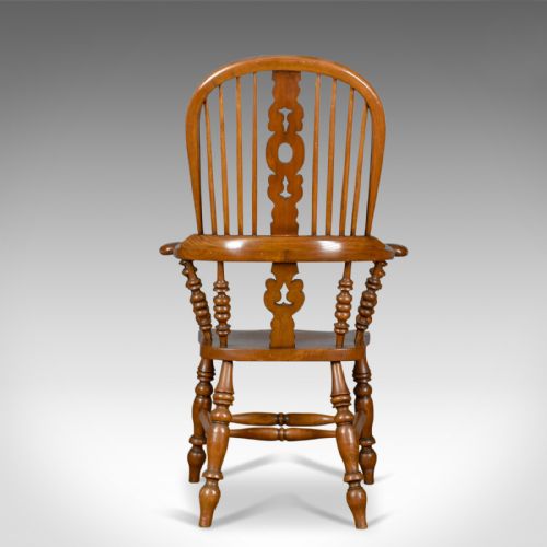 fig 3. Antique Windsor Armchair, Victorian, Yorkshire Broad Arm Elbow Chair, Circa 1900