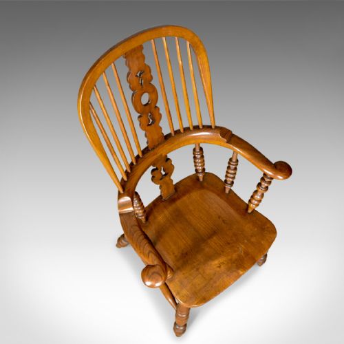 fig 4. Antique Windsor Armchair, Victorian, Yorkshire Broad Arm Elbow Chair, Circa 1900
