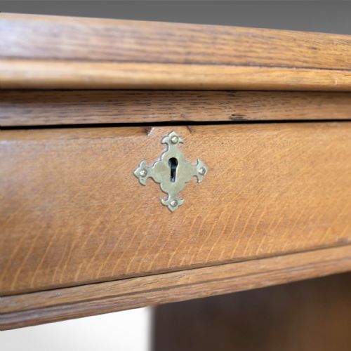 fig 6. Antique Partner's Desk, John Taylor & Son, Edinburgh, Gothic, Oak, Circa 1870