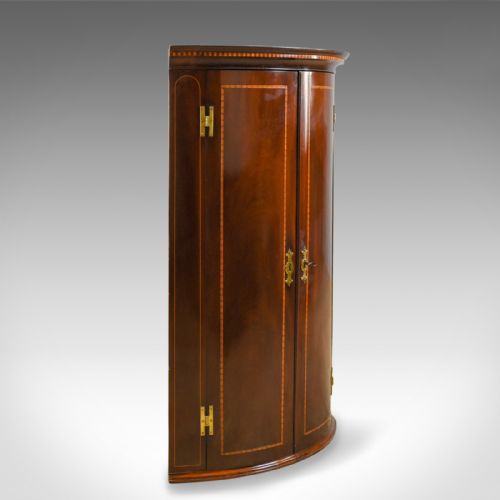 fig 1. Antique Corner Cabinet, Georgian, Mahogany, Bow Fronted, Hanging, Circa 1780