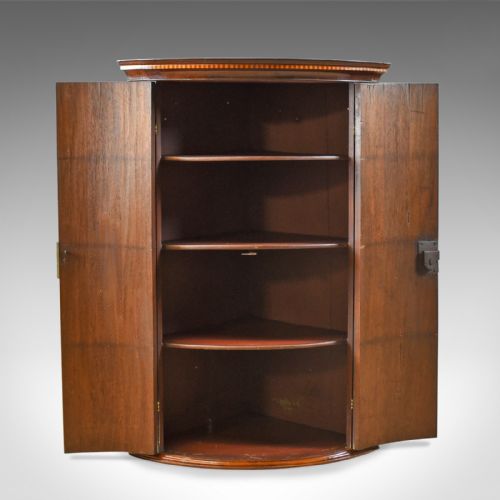 fig 2. Antique Corner Cabinet, Georgian, Mahogany, Bow Fronted, Hanging, Circa 1780