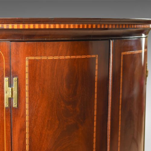 fig 3. Antique Corner Cabinet, Georgian, Mahogany, Bow Fronted, Hanging, Circa 1780
