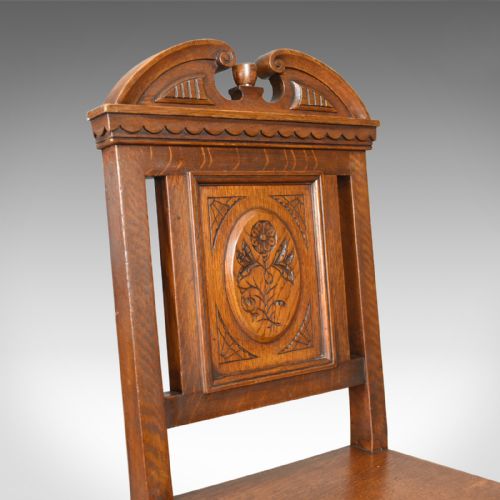 fig 1. Antique Hall Chair, Oak, Scottish, Victorian, Side, 19th Century, Circa 1870