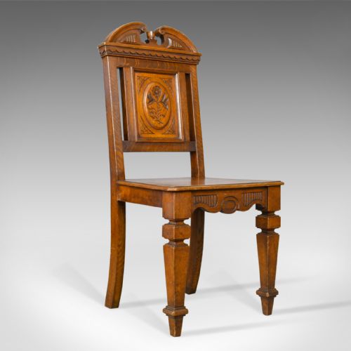 Antique Hall Chair, Oak, Scottish, Victorian, Side, 19th Century, Circa 1870