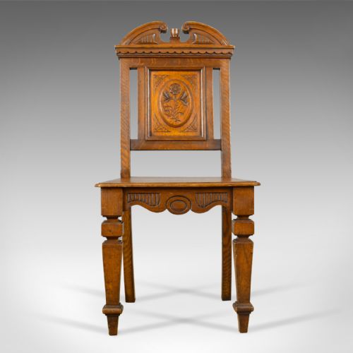 fig 2. Antique Hall Chair, Oak, Scottish, Victorian, Side, 19th Century, Circa 1870