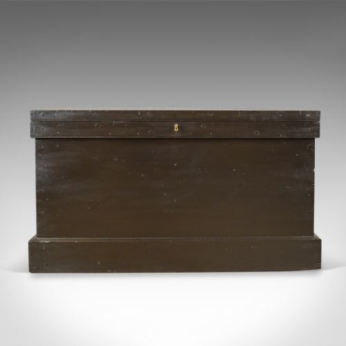 fig 1. Antique Campaign Chest, English, Ebonised, Mahogany Trunk, Circa 1880
