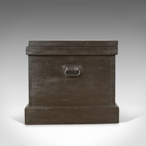 fig 2. Antique Campaign Chest, English, Ebonised, Mahogany Trunk, Circa 1880