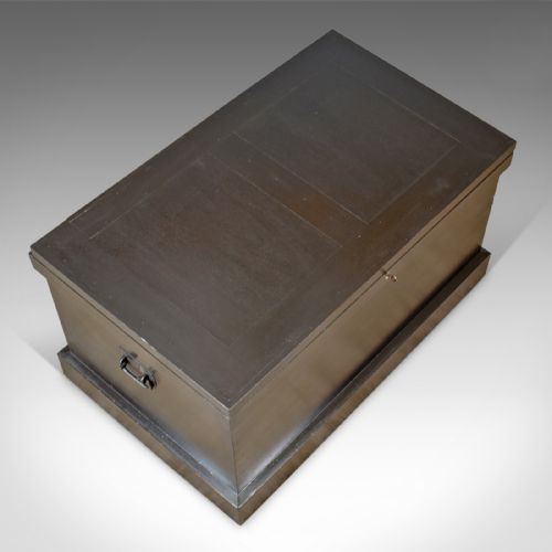 fig 4. Antique Campaign Chest, English, Ebonised, Mahogany Trunk, Circa 1880