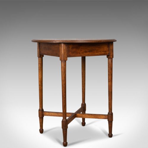 Antique Side Table, English, Edwardian, Oak, Lamp, Circa 1910