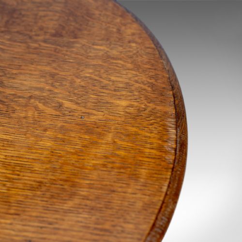 fig 3. Antique Side Table, English, Edwardian, Oak, Lamp, Circa 1910