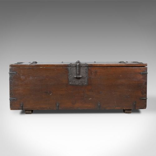 fig 1. Antique Carriage Chest, English, Victorian, Pitch Pine, Trunk, Circa 1900
