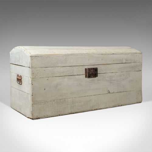 Antique Carriage Trunk, Painted, Pine, Victorian, Dome Topped Chest, Circa 1890