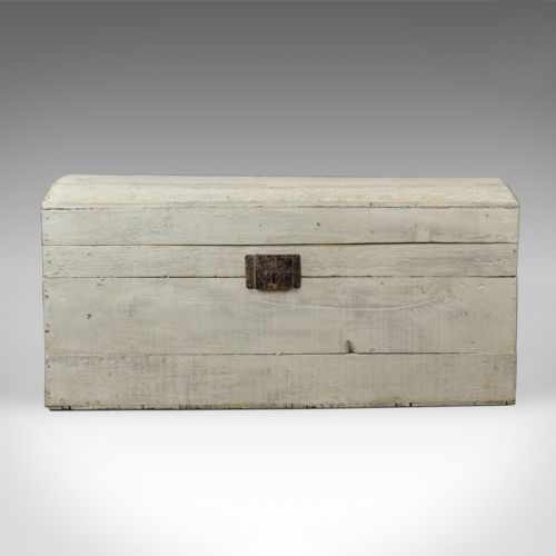 fig 1. Antique Carriage Trunk, Painted, Pine, Victorian, Dome Topped Chest, Circa 1890