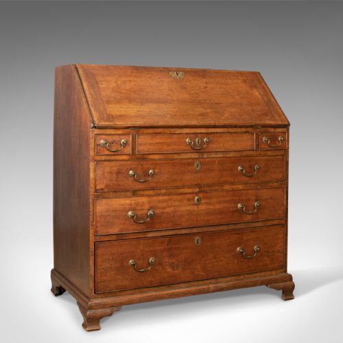 Antique Bureau, Mahogany, English, Georgian, Secret Compartments, C.1780
