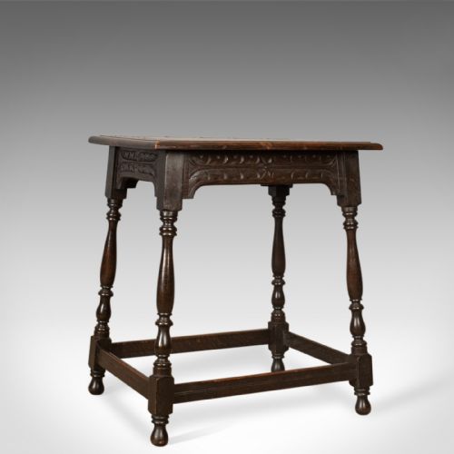 Antique Side Table, Jacobean Revival Taste, English, Victorian, Oak, Lamp, C1900
