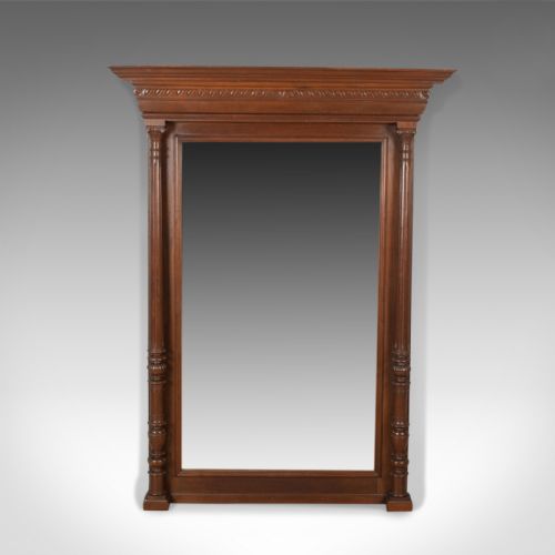 Antique Overmantel Mirror, Victorian, Classical Revival, Wall, Walnut Circa 1880