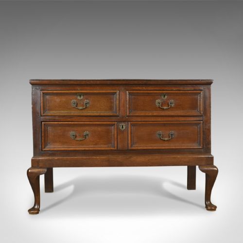 ANTIQUE CHEST ON STAND ENGLISH GEORGIAN OAK CHEST OF DRAWERS CIRCA 1720 - ADDITIONAL PHOTO 1