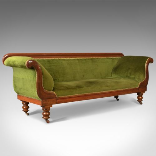 Large Antique Settee, Regency, Mahogany, Scroll End Sofa, Daybed, Circa 1820