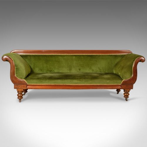 fig 1. Large Antique Settee, Regency, Mahogany, Scroll End Sofa, Daybed, Circa 1820