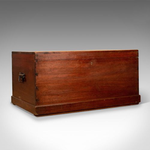 Antique Carriage Chest, English, Teak, Trunk, Late 19th Century, Circa 1890
