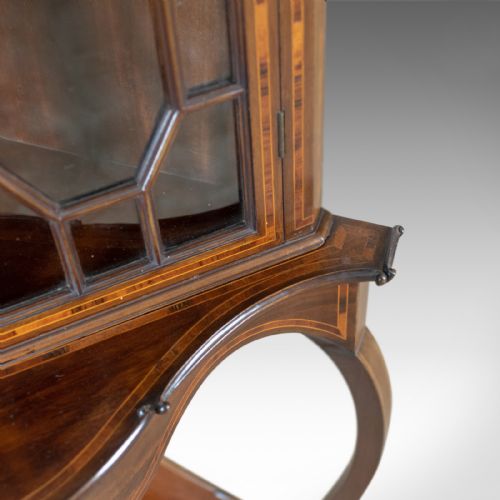 fig 3. Antique Display Cabinet on Stand, English, Edwardian, Glazed, Mahogany, Corner