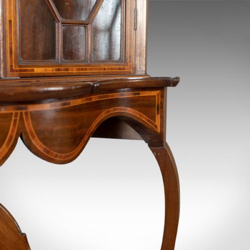 fig 4. Antique Display Cabinet on Stand, English, Edwardian, Glazed, Mahogany, Corner