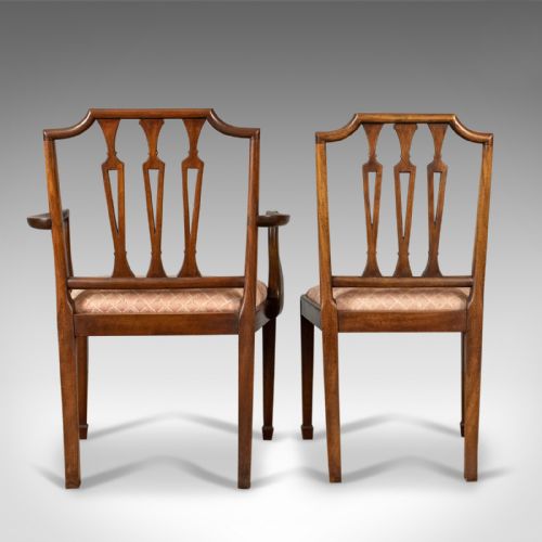 fig 2. Set of Six Antique Dining Chairs, Mahogany, Victorian, Sheraton Revival c.1900