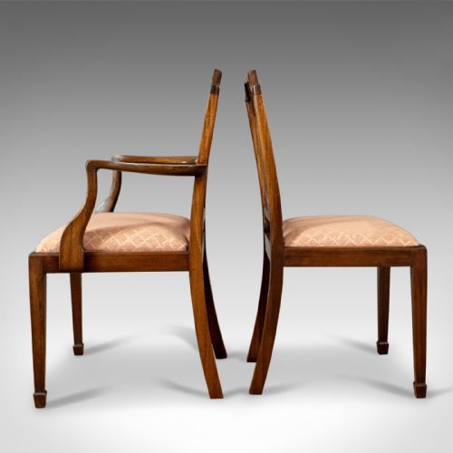 fig 4. Set of Six Antique Dining Chairs, Mahogany, Victorian, Sheraton Revival c.1900