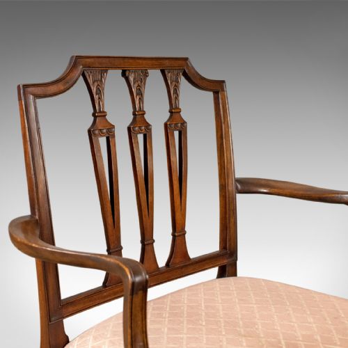 fig 5. Set of Six Antique Dining Chairs, Mahogany, Victorian, Sheraton Revival c.1900