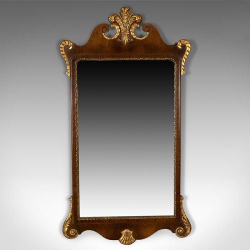 Antique Wall Mirror, English, Victorian Vanity, Walnut, Gilded Decoration C1880
