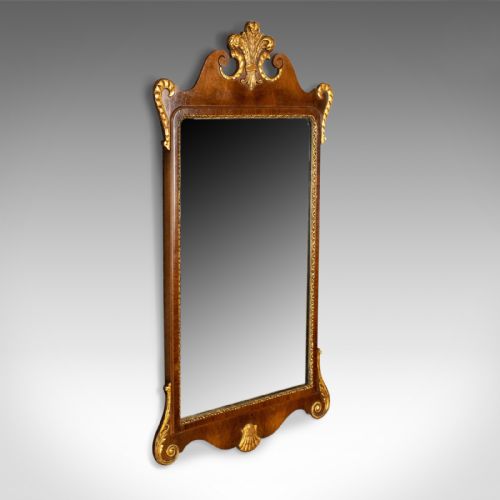 fig 1. Antique Wall Mirror, English, Victorian Vanity, Walnut, Gilded Decoration c1880