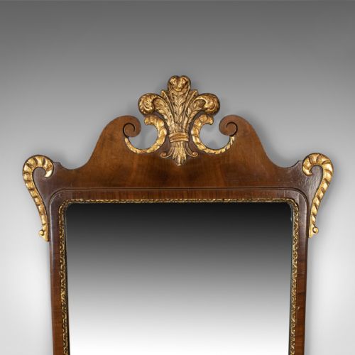 fig 2. Antique Wall Mirror, English, Victorian Vanity, Walnut, Gilded Decoration c1880