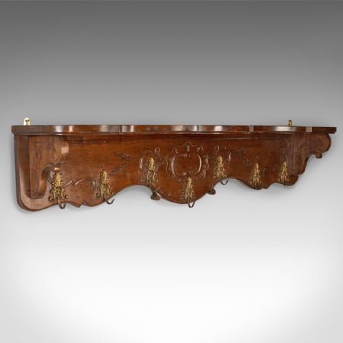 fig 1. Antique Set of Coat Hooks, Edwardian, Wall Mounted, Hall Shelf, Walnut c.1910