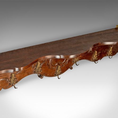 fig 3. Antique Set of Coat Hooks, Edwardian, Wall Mounted, Hall Shelf, Walnut c.1910