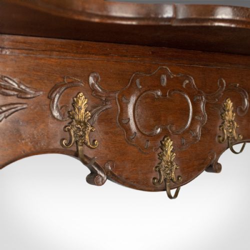 fig 4. Antique Set of Coat Hooks, Edwardian, Wall Mounted, Hall Shelf, Walnut c.1910