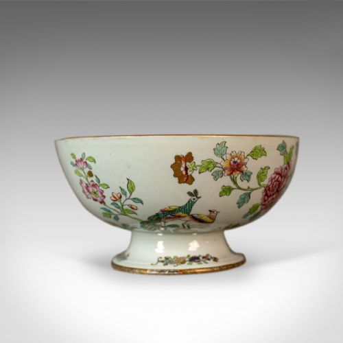 fig 1. Antique Ironstone Bowl, 19th Century, Victorian, Chinoiserie Ceramic