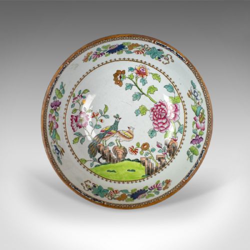 fig 2. Antique Ironstone Bowl, 19th Century, Victorian, Chinoiserie Ceramic