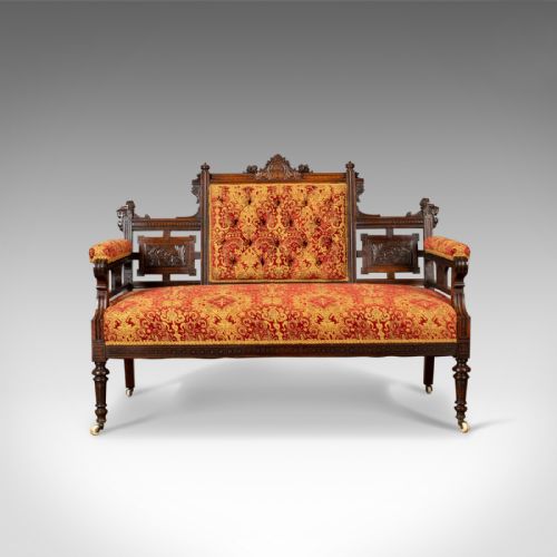 fig 1. Antique Settee, Victorian Button Back Sofa, Walnut, 19th Century Circa 1880
