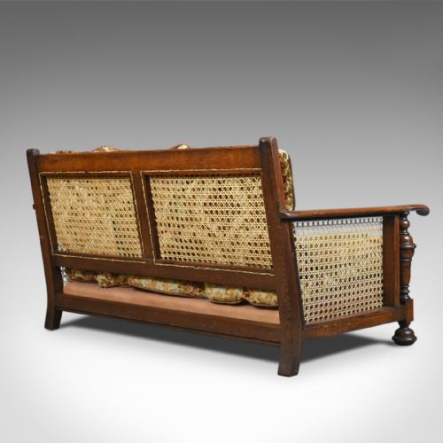 fig 2. Antique Conservatory Suite, Oak, Bergere, Three Seater Sofa, Two Chairs, c.1910
