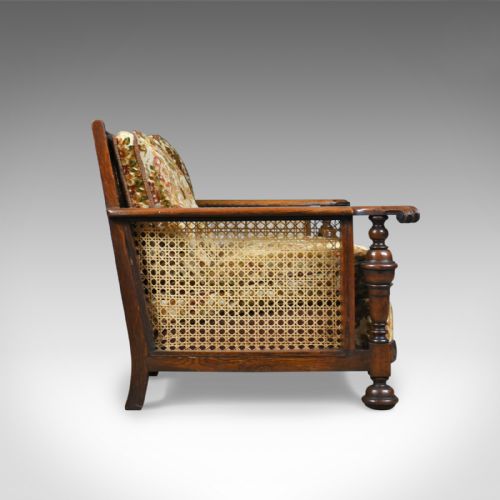 fig 3. Antique Conservatory Suite, Oak, Bergere, Three Seater Sofa, Two Chairs, c.1910
