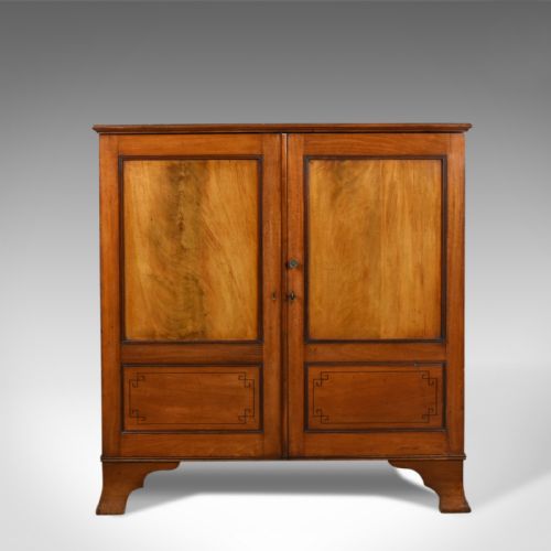 fig 1. Antique, Victorian, Flame Mahogany, Walnut, Side Cabinet, Circa 1870