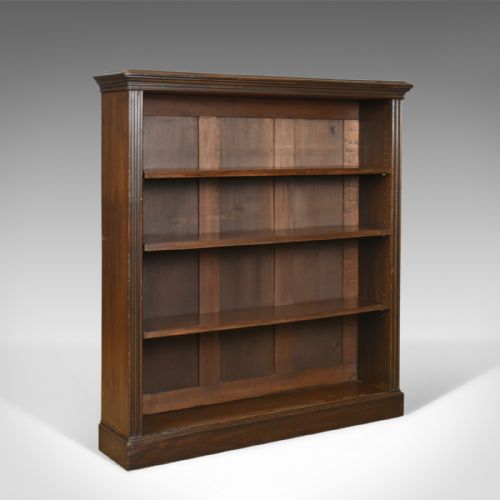 Antique Open Bookcase, English, Victorian, Book Shelves, Oak, Circa 1890
