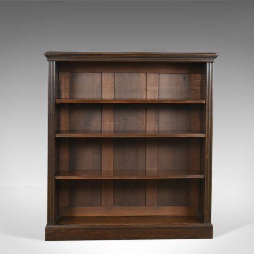 fig 1. Antique Open Bookcase, English, Victorian, Book Shelves, Oak, Circa 1890