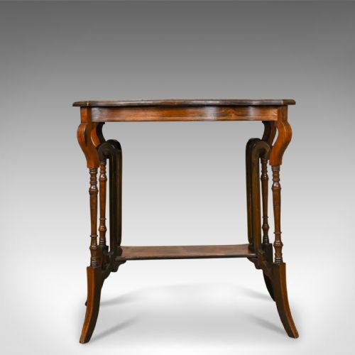 fig 1. Antique Side Table, English, Edwardian, Lamp, Rosewood, Circa 1910